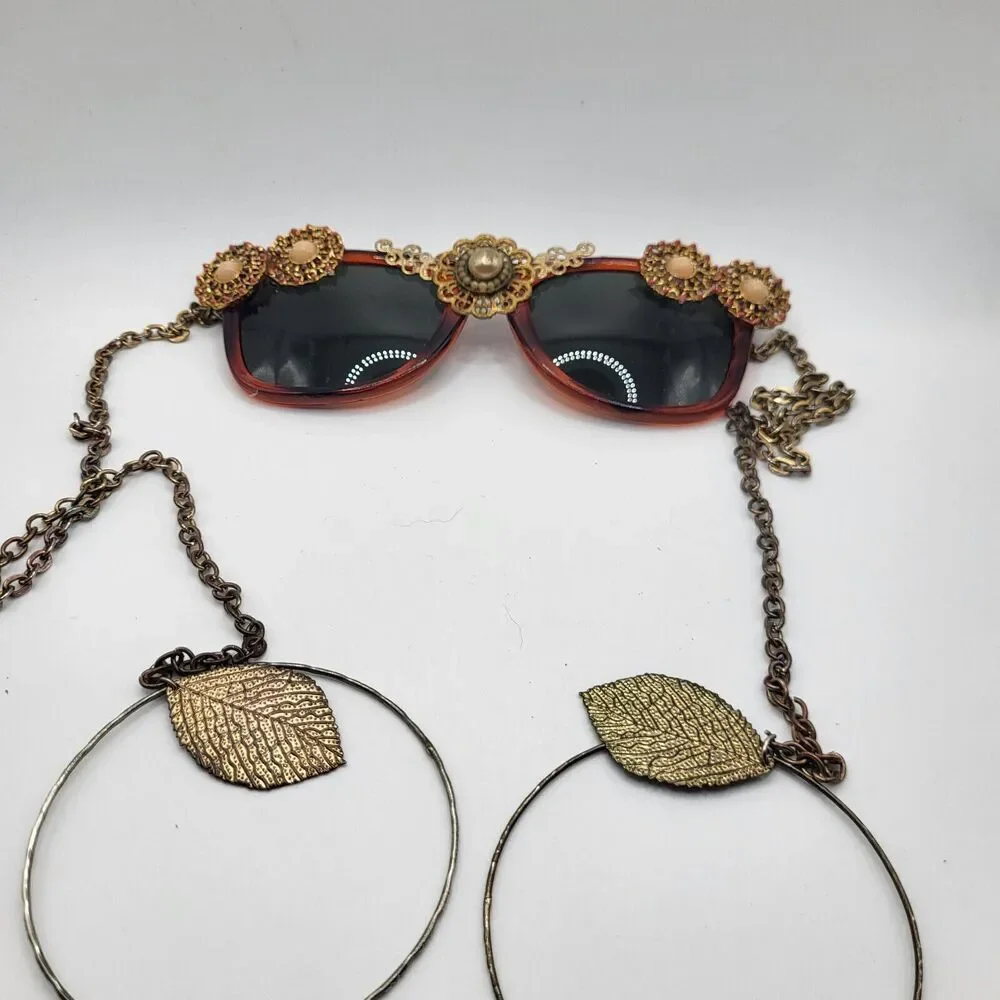 Bohemian Gold Sunglasses - chain frames - tassels